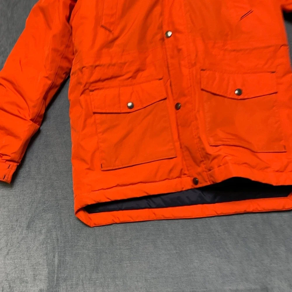 Lands' End Parka Jacket Kids L Orange Sherpa Lined Hooded Snap Full Zip Utility